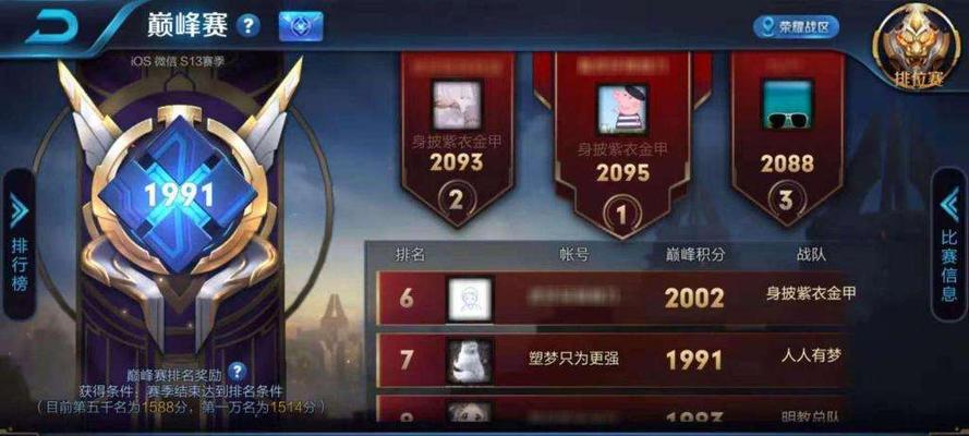 王者荣耀达到多少巅峰分数才能获得标志？