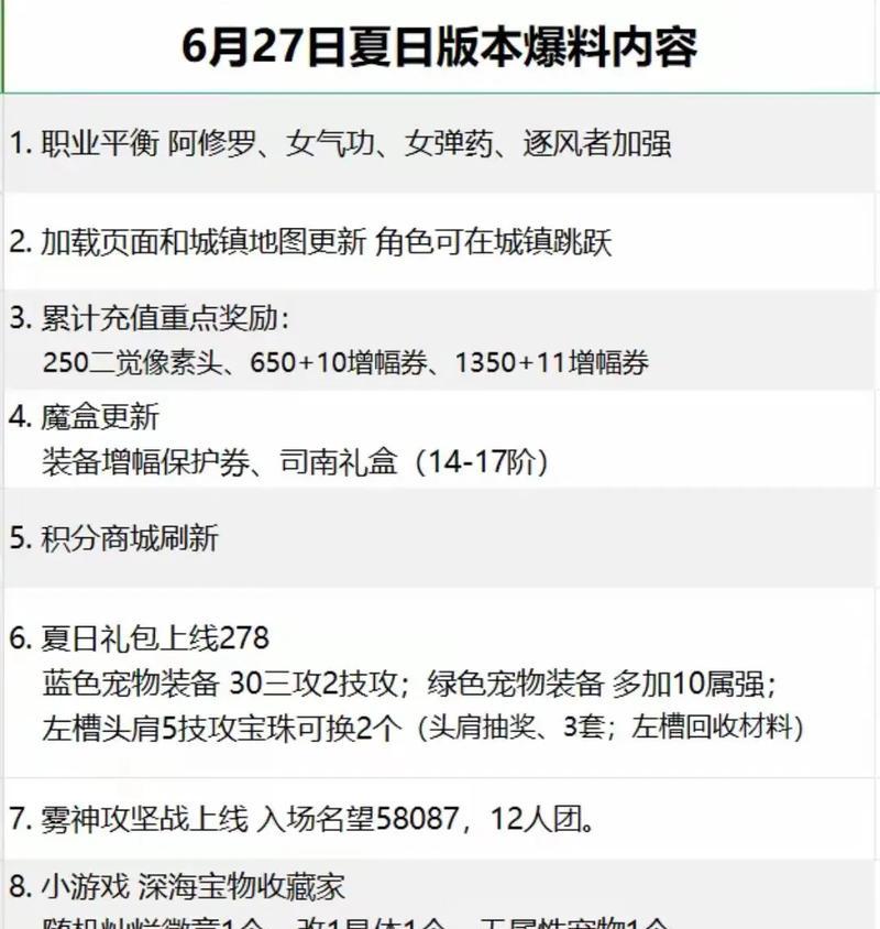 7月3号地下城手游更新了哪些内容？更新对玩家有什么好处？