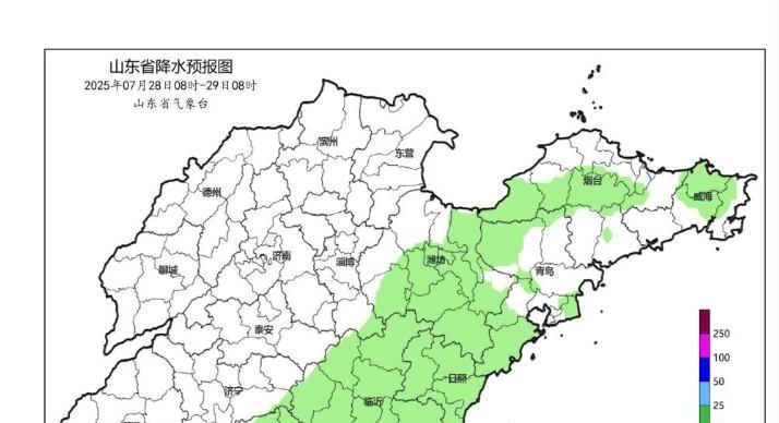 山东省！明天7月28号，新一轮降雨中心已定，中雨大雨分布如下！