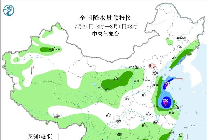 本轮强降雨中心已定，明日7月31号天气，大暴雨特大暴雨分布如下
